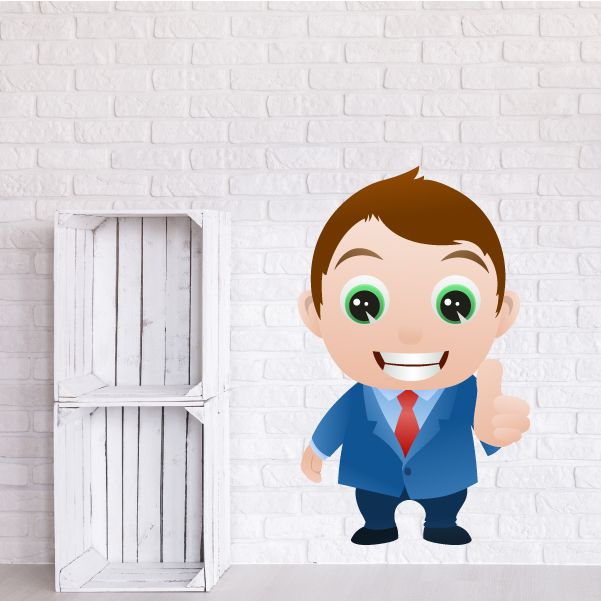 Image of Great Work Cartoon Businessman Wall Decal - Vinyl Sticker - Car Sticker - IDCOLOR007
