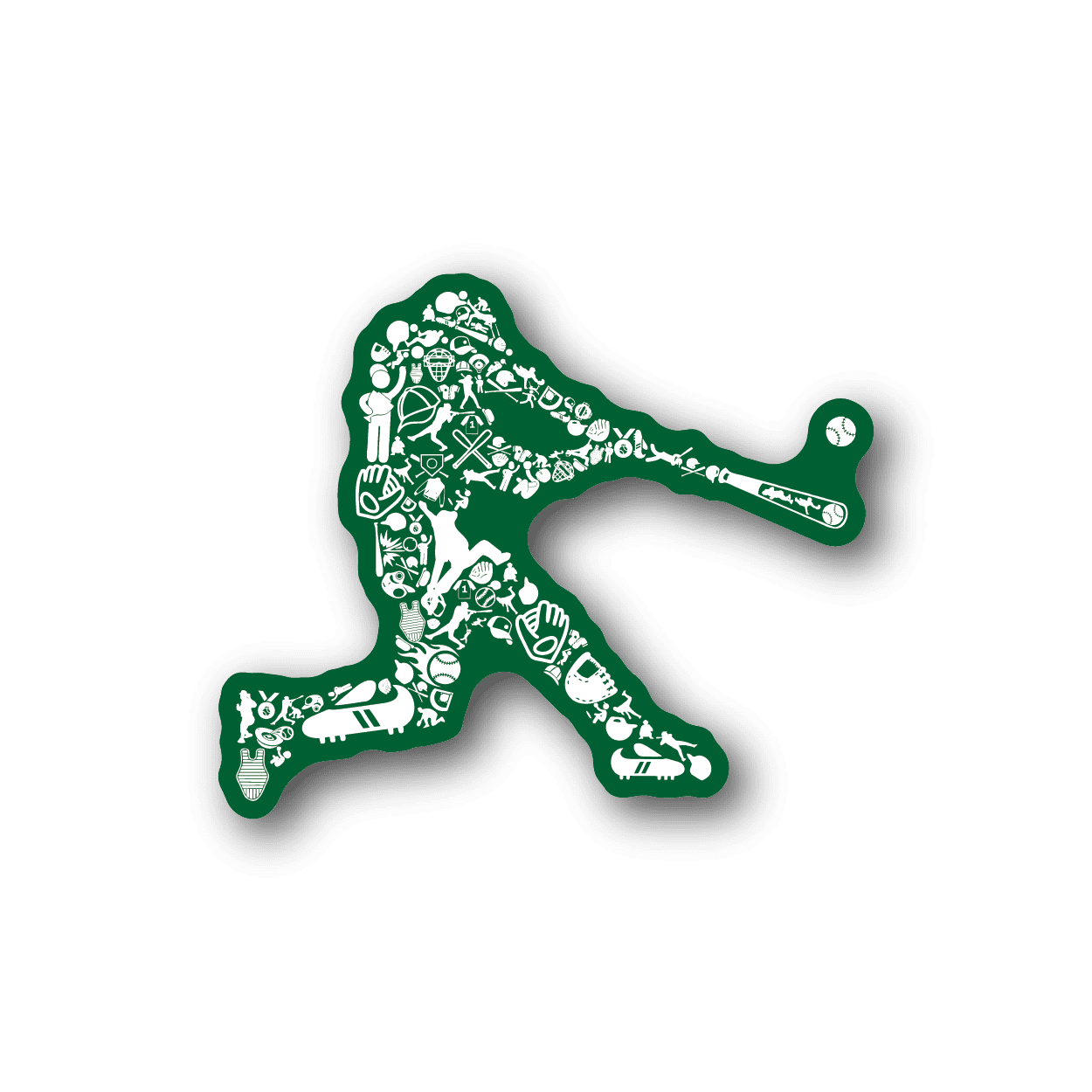 Image of Green Baseball Player Sticker