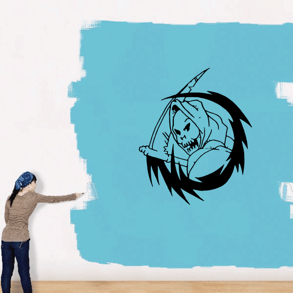 Decorative Grim Reaper wall art with skull and sword motifs