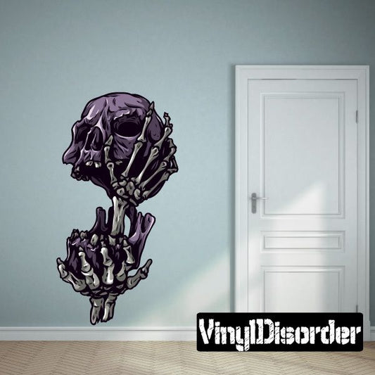 Skull and hand sticker in dark purple with dripping details