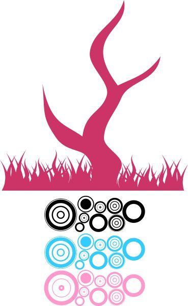 Groovy Circles Tree with Grass Kit - Vinyl Wall Decals