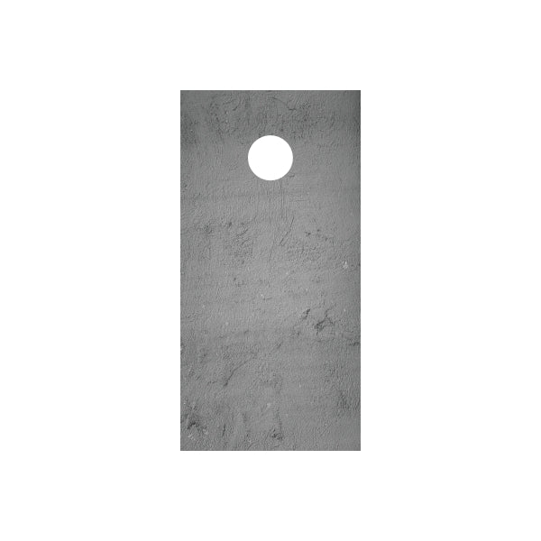 Cornhole board wrap with grunge gray concrete texture and circular cutout