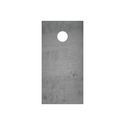 Cornhole board wrap with grunge gray concrete texture and circular cutout