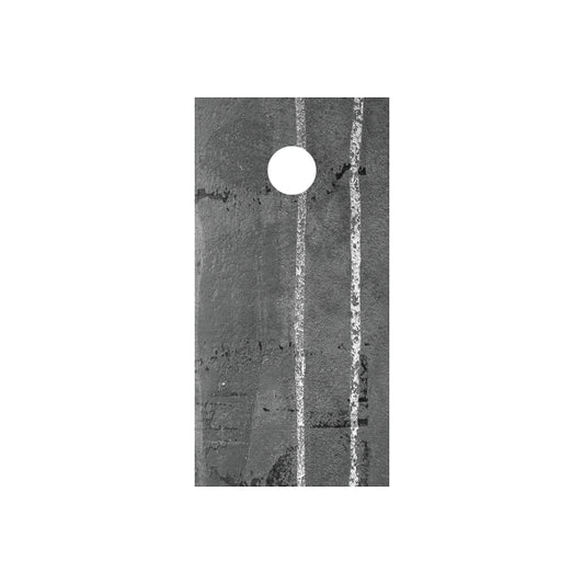 Grunge-style cornhole board wrap with large center hole and distressed gray concrete stripe