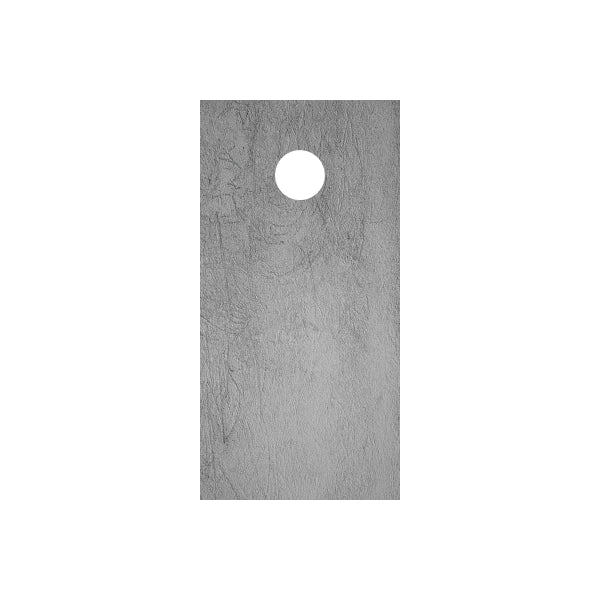 Grunge corn hole board wrap, dark gray rectangular panel with round center hole