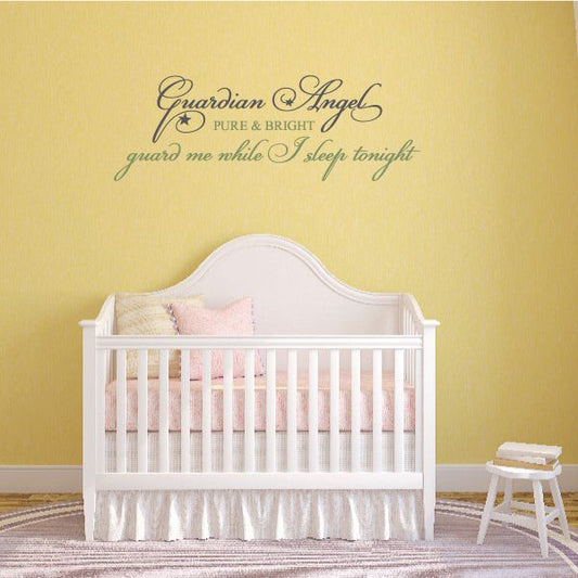 Guardian Angel wall decal with star logo and 'Pure & Bright' script text