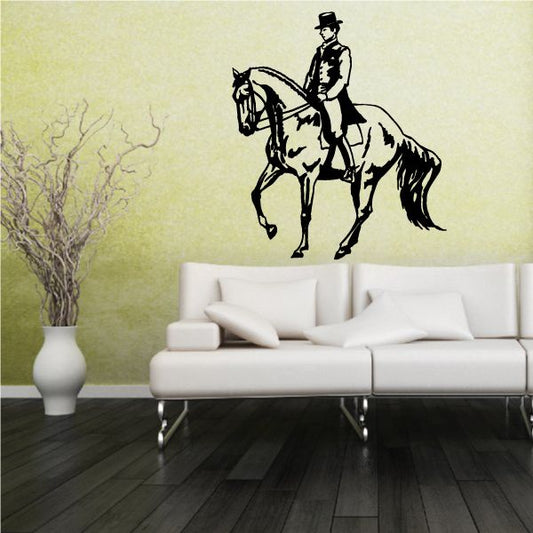 Horse rider wall decal, black silhouette of a man on horseback