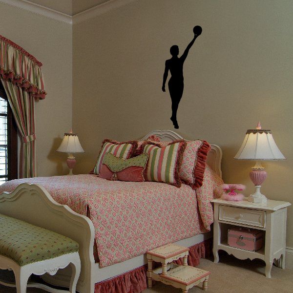 Gymnastics wall decal, black gymnast silhouette holding an arm overhead