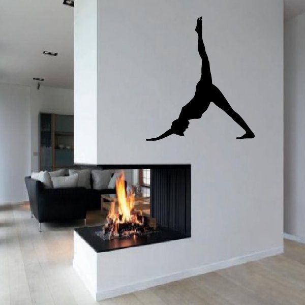 Gymnastics wall decal, black gymnast silhouette in handstand pose