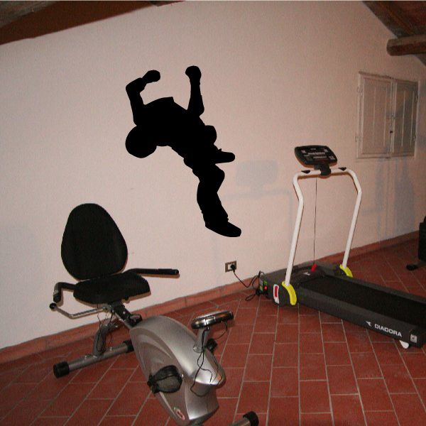 Gymnastics wall decal vinyl, black gymnast silhouette in midair
