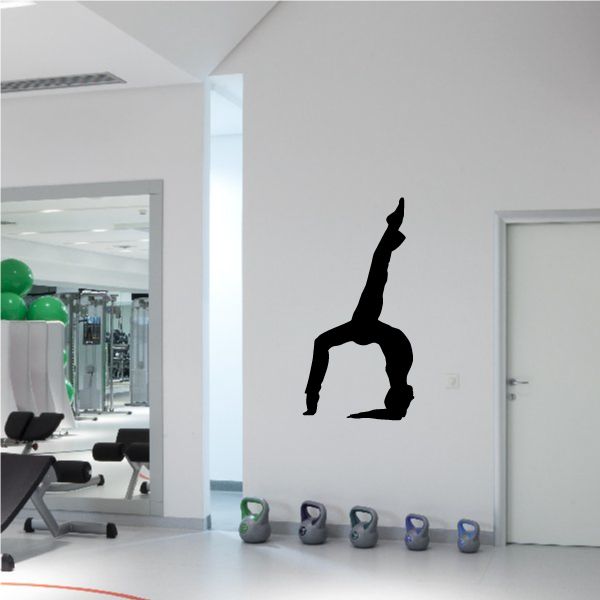 Gymnastics wall decal, black gymnast handstand silhouette