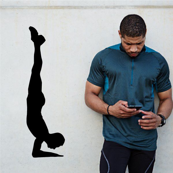 Black gymnastics wall decal silhouette of a gymnast doing a handstand