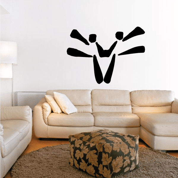 Gymnastics vinyl wall decal of black gymnast figure with arms out