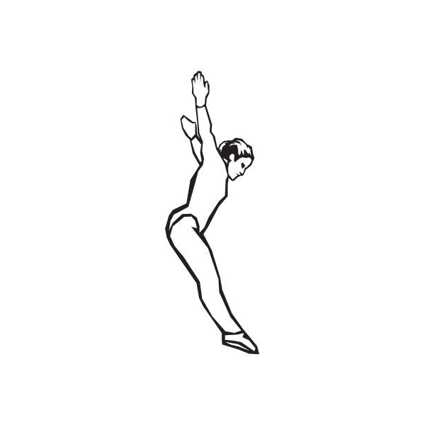 Gymnastics wall decal of black outline female gymnast pose, vinyl sticker silhouette