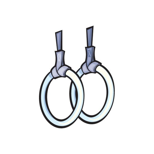 Gymnastics rings vinyl sticker, two outlined rings with small grips