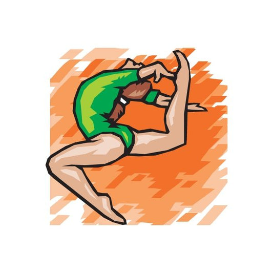 Gymnastics wall decal sticker featuring a green gymnast handstand pose