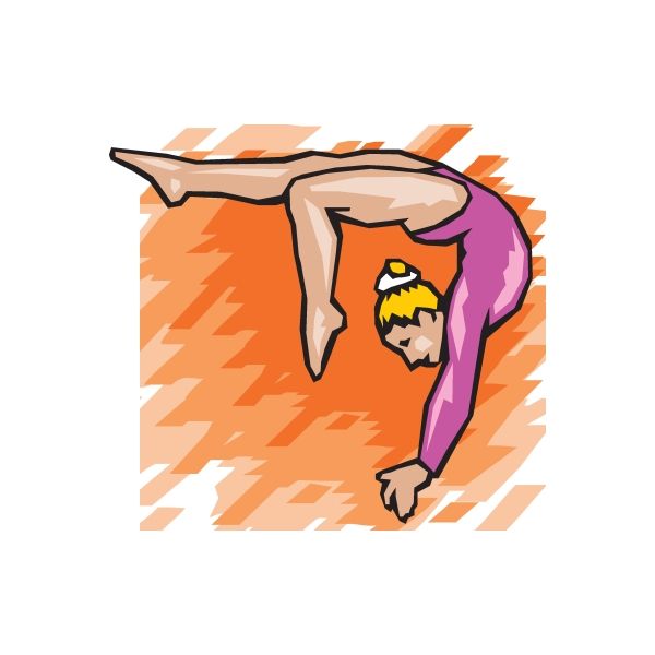 Gymnast wall decal of a purple and orange acrobat in a handstand pose