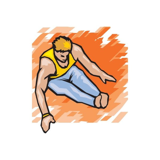 Gymnastics wall decal sticker of a yellow-haired gymnast in orange lightning
