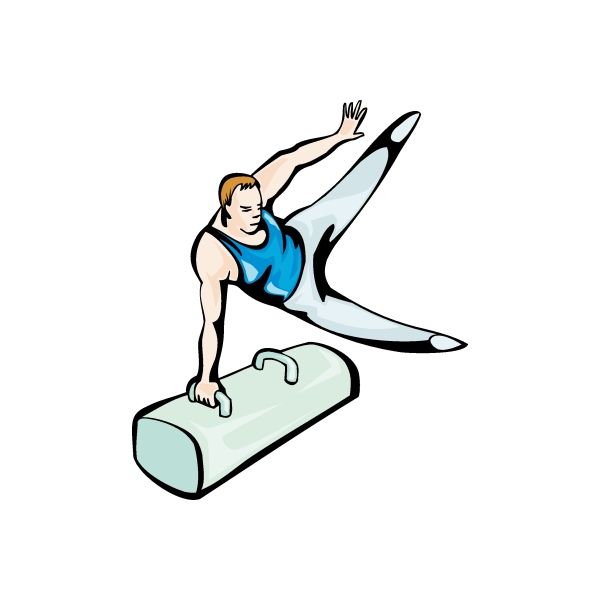 Gymnastics wall decal sticker of a woman in blue leotard on a light green mat