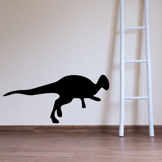 Hadrosaurus decal with black dinosaur silhouette profile