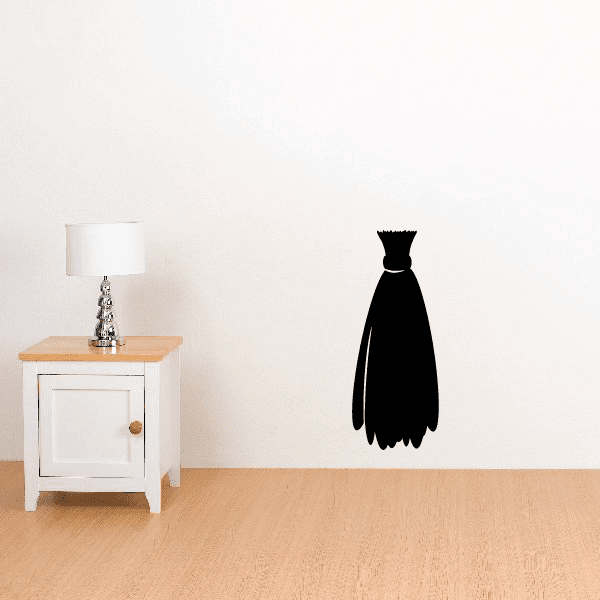 Halloween broom vinyl wall decal with black silhouette