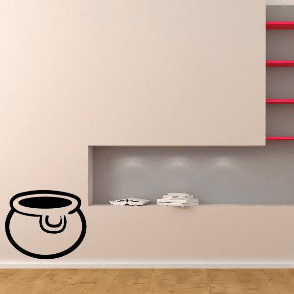 Halloween cauldron witches brew outline wall decal, black outline pot