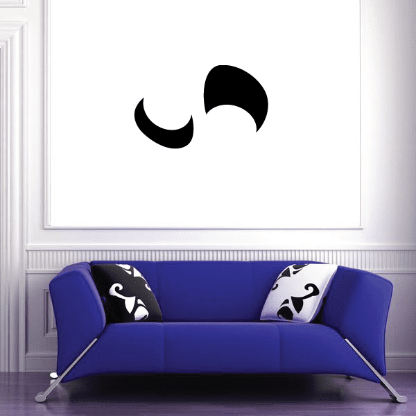 Halloween flipped eyes face decal with large black and white half-lidded eyes