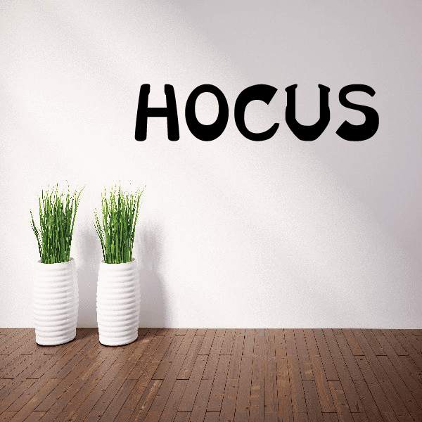 Halloween Hocus wall decal with bold black HOOCUS lettering