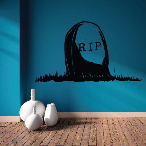 Halloween tombstone decal with 'RIP' text