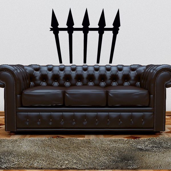 Halloween spiked fence decor decal with pointed stakes, dark silhouette