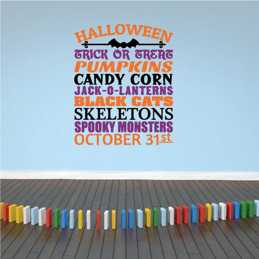 Image of Halloween Trick Or Treat Pumpkins Candy Corn Text Decal