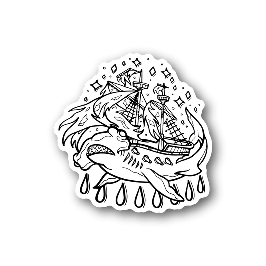 Hammer Head Shark Ship Vinyl Sticker weather-resistant vinyl sticker by VinylDisorder