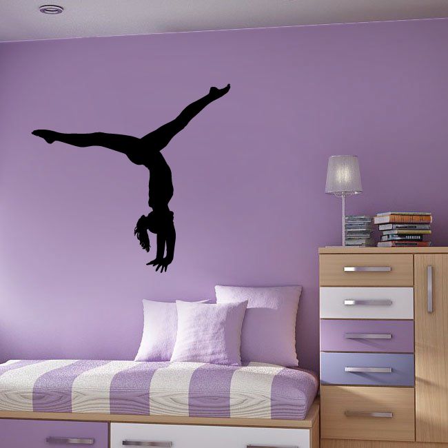 Black handstand straddle wall decal silhouette