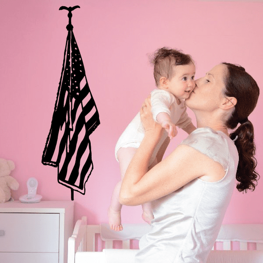 Hanging American flag decal with striped and star pattern