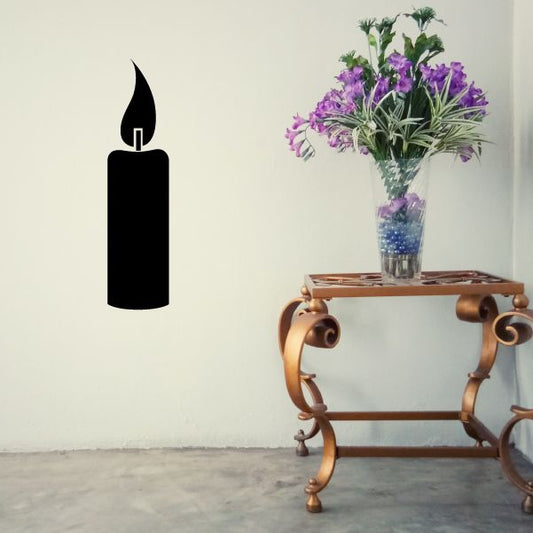 Black candle decal with flame silhouette for Hanukkah wall decor