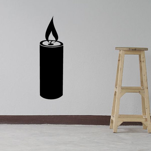 Black Hanukkah candle with flame decal
