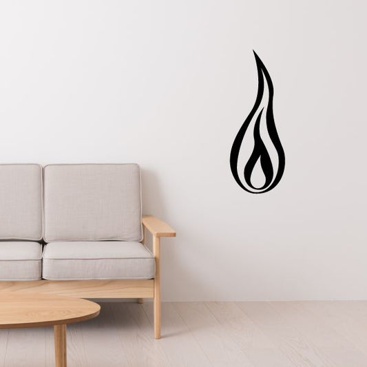 Flame wall decal with layered flame icon, black outline