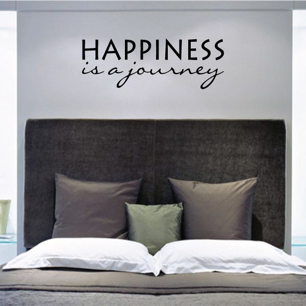 Wall decal with script text: HAPPINESS is a journey