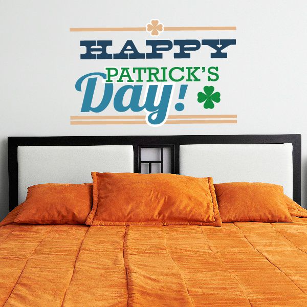 Happy Patrick's Day printed die-cut decal with bold green and orange typography
