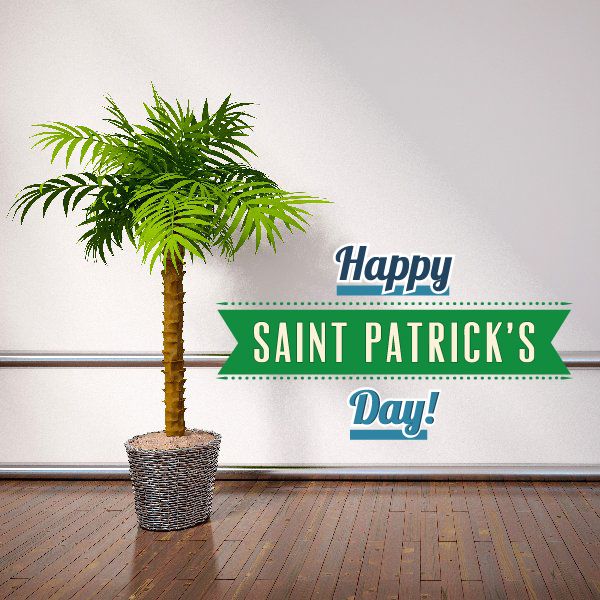 Saint Patrick’s Day printed die-cut decal with green banner and Happy text