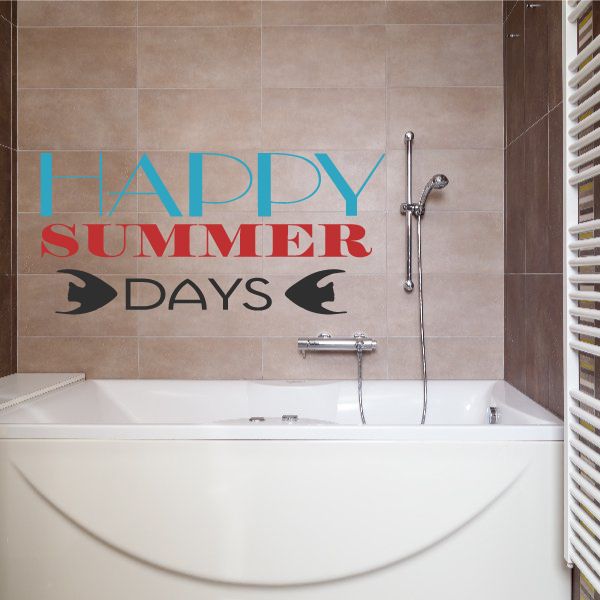 Image of Happy Summer Days Fish Summer Quote Wall Decal - Vinyl Decal - Car Decal - Idcolor009