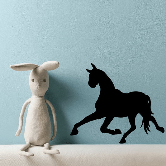 Black trotting horse silhouette wall decal