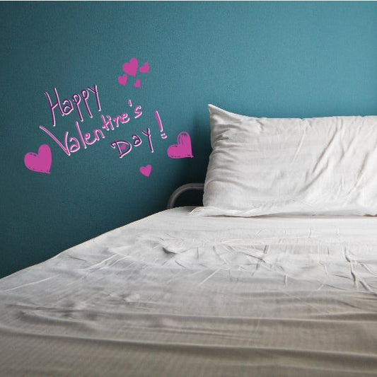 Valentine hearts wall decal with “Happy Valentine’s Day” text and small heart icons