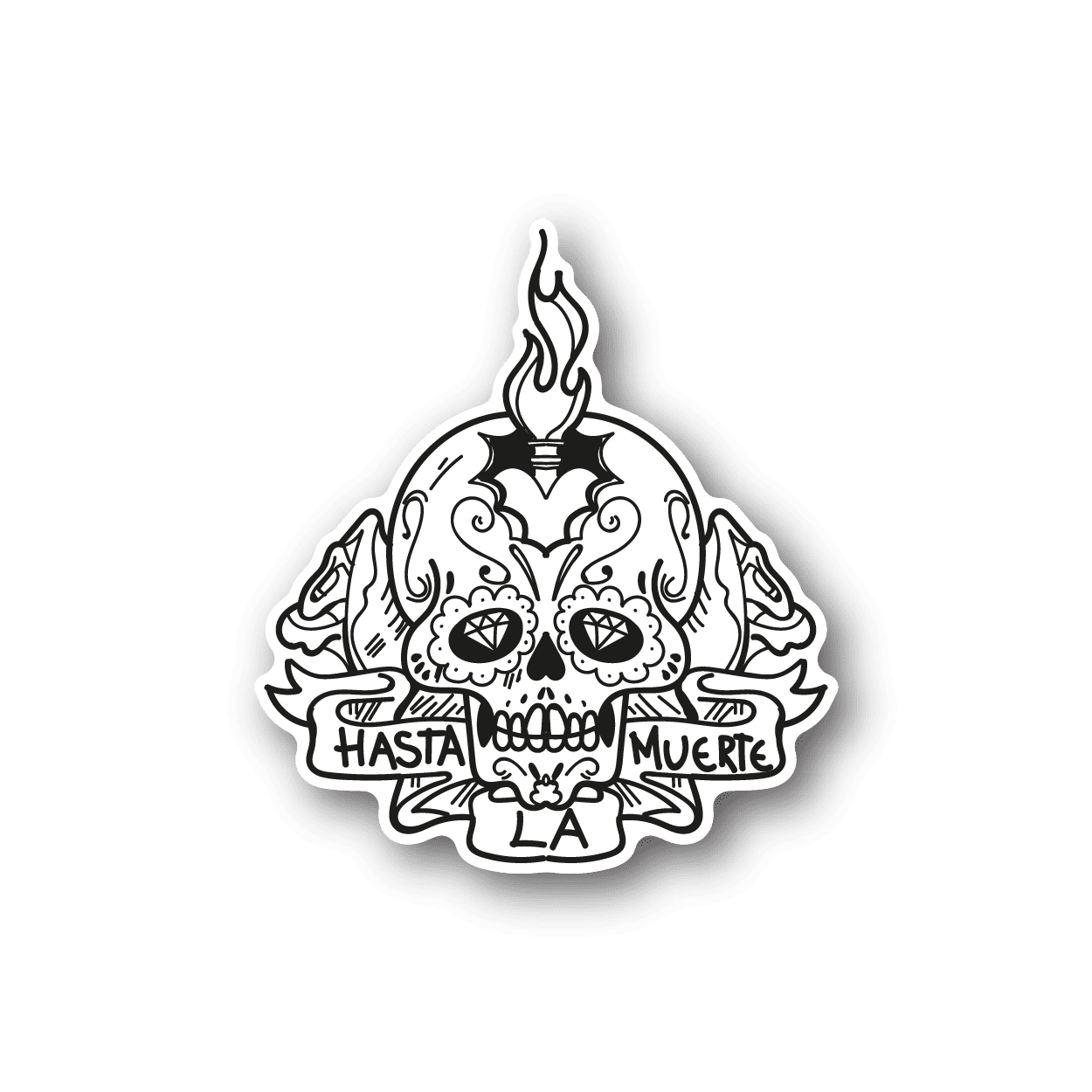 Image of Hasta La Muerte Skull Candle Sticker