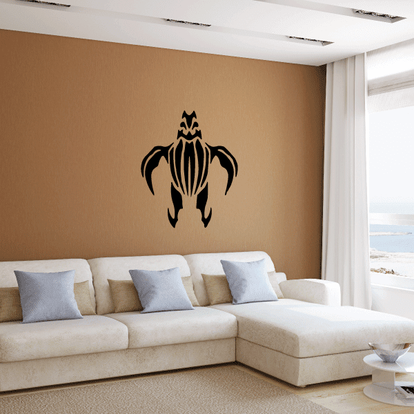 Tribal turtle shell wall decal, black ink design