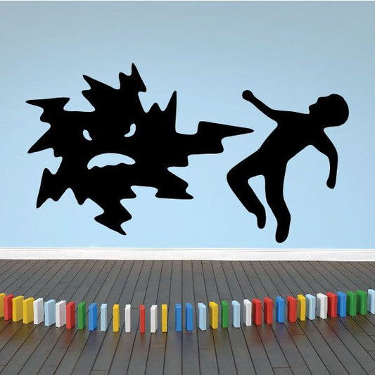 Hazardous voltage warning decal with lightning bolt and silhouette figures, black