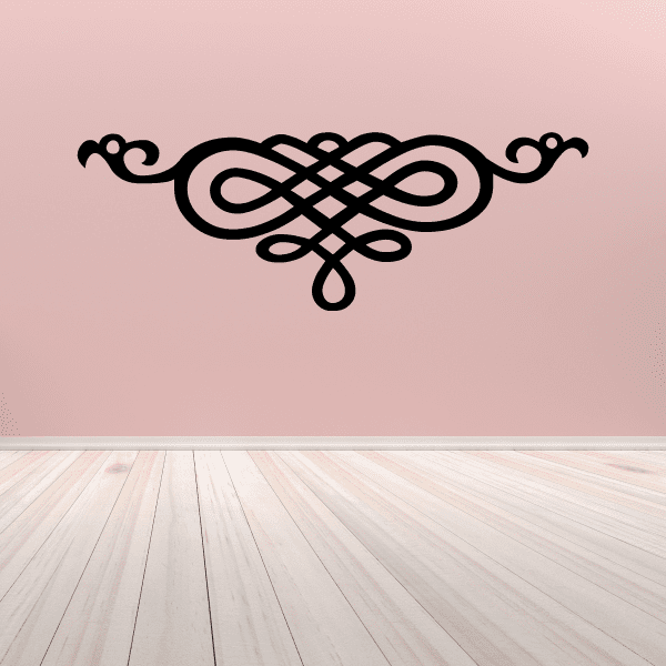 Celtic knot wall vinyl decal border with black intertwined looping design