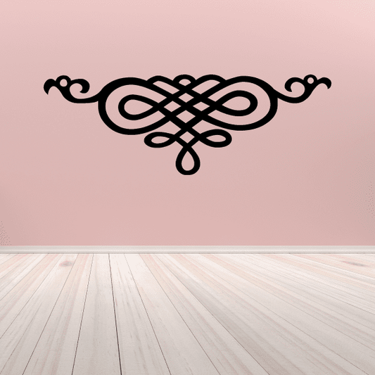 Celtic knot wall vinyl decal border with black intertwined looping design