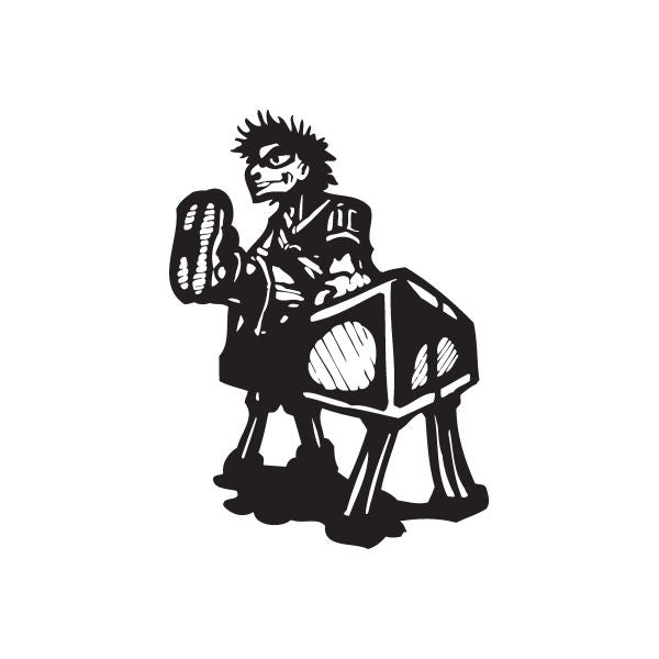Black illustrated strongman wall decal holding a dumbbell