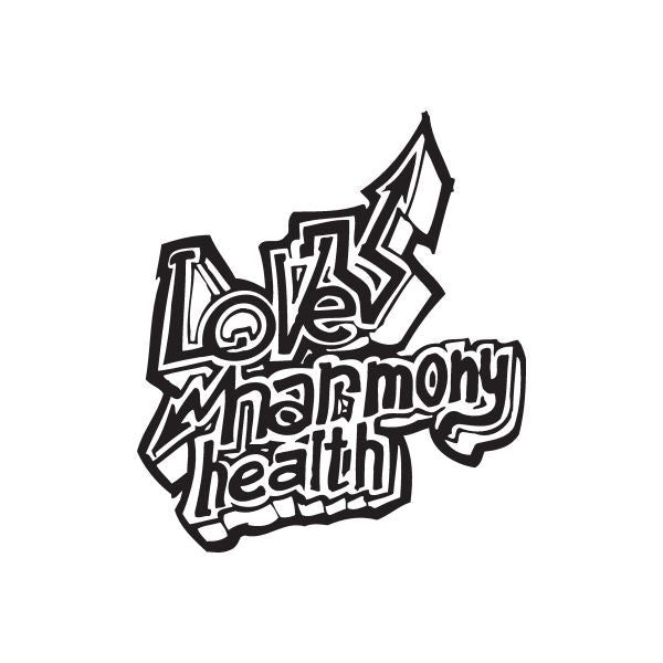 Healthy Lifestyle wall decal, black graffiti lettering with heart and word Healthy